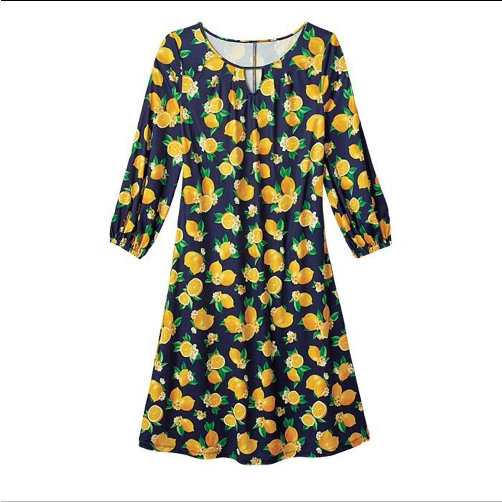 Avon Floral Lemon Print Dress. NWT.